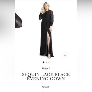 Sequin lace black Mac duggal gown plus size